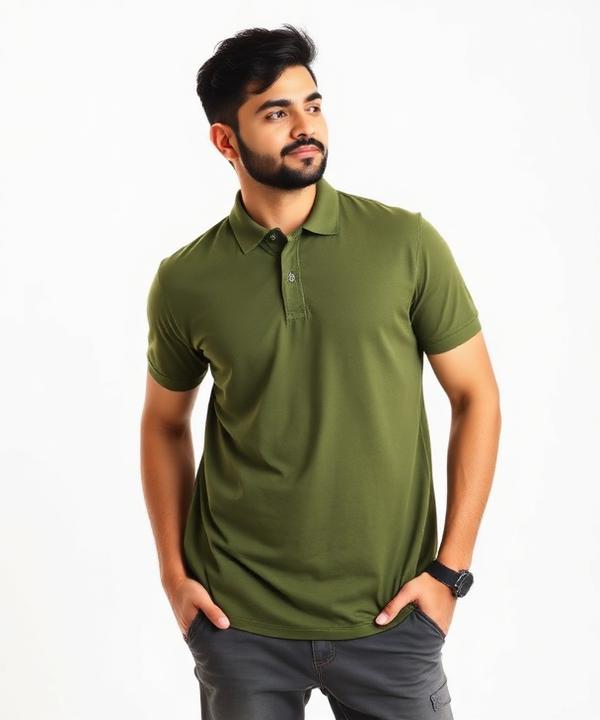 Premium Polo T-Shirt – Olive Green