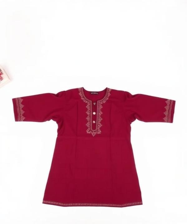 Embroidered Cotton Kurti – Maroon